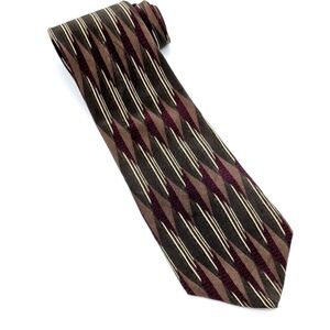 Southbrooke 100% Italian Silk Men's Tie Diamond Pattern Dark GreenBurgundy Brown